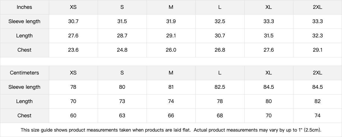 Staten Island Fits Hoodie Size and Measurement Guide Chart