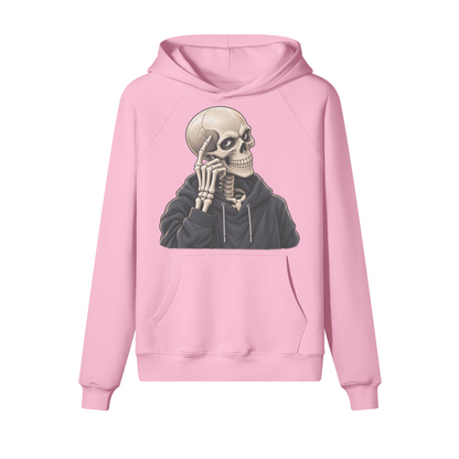 Thinking Skeleton Halloween Hoodie in heavy cotton fleece — view 14 | Staten Island Fits