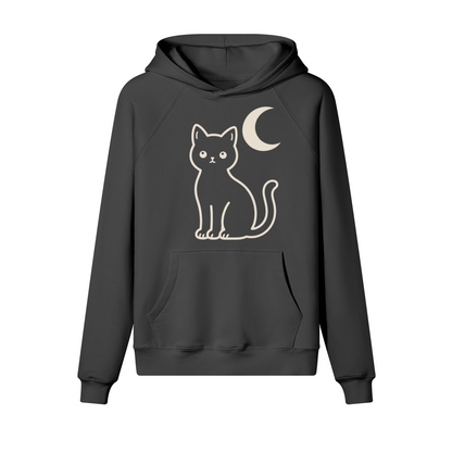 Black Cat Halloween Hoodie in heavy cotton fleece — view 1 | Staten Island Fits