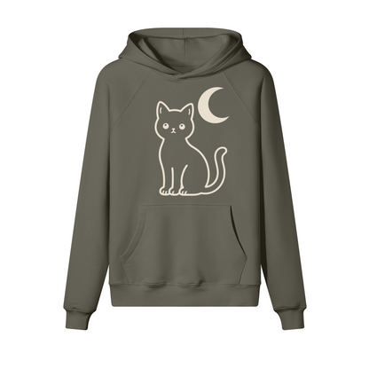 Black Cat Halloween Hoodie in heavy cotton fleece — view 6 | Staten Island Fits