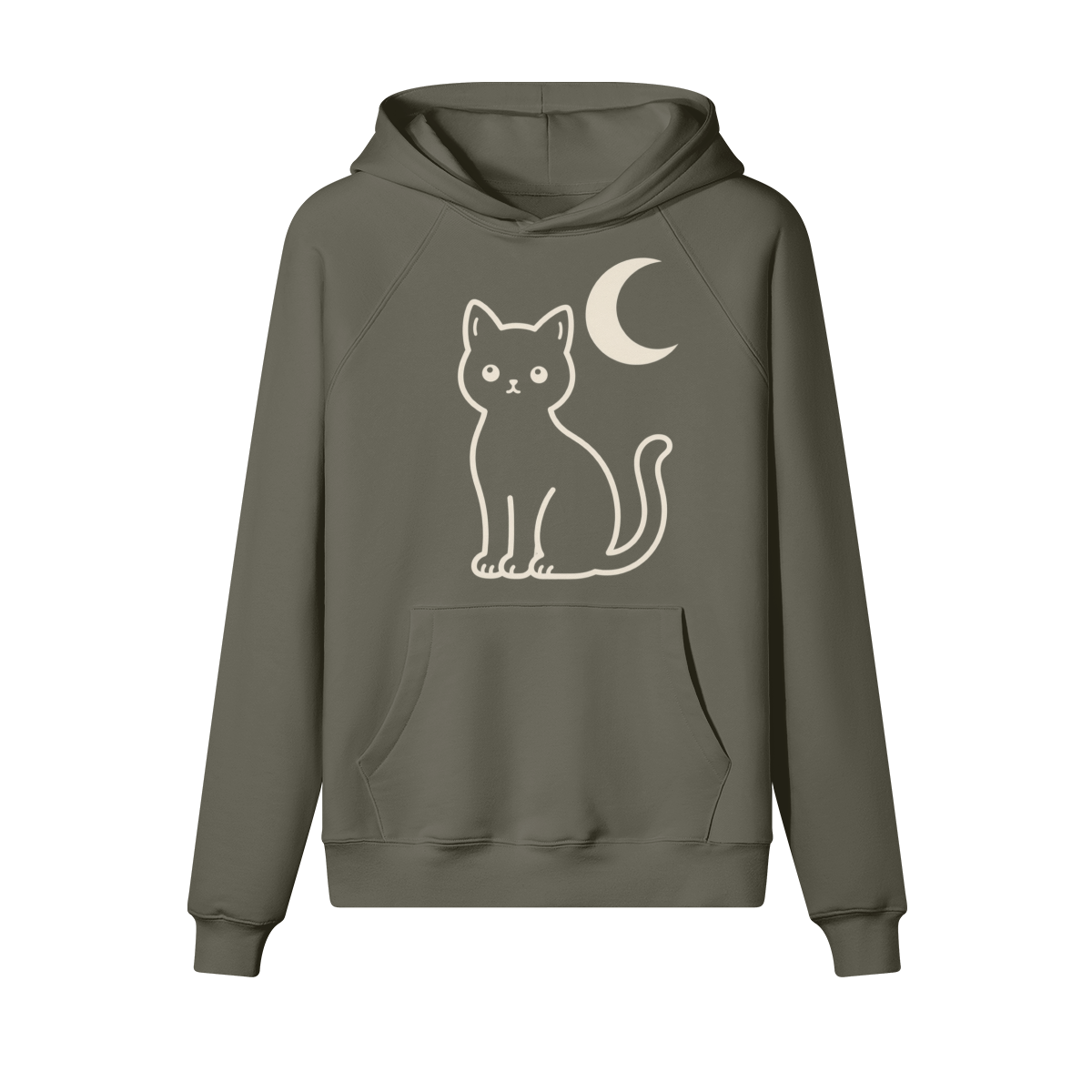 Black Cat Halloween Hoodie in heavy cotton fleece — view 2 | Staten Island Fits