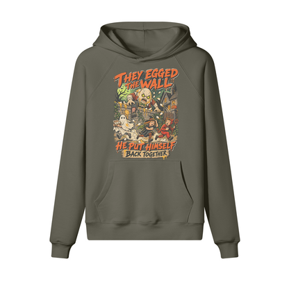 Humpty Dumpty Halloween Hoodie in heavy cotton fleece — view 4 | Staten Island Fits
