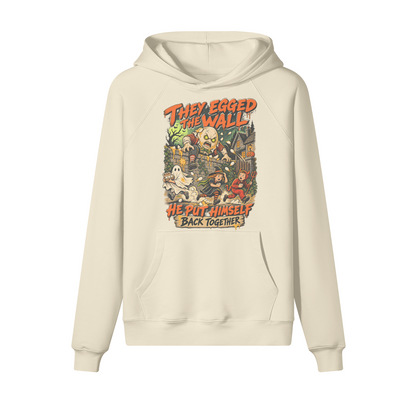 Humpty Dumpty Halloween Hoodie in heavy cotton fleece — view 3 | Staten Island Fits