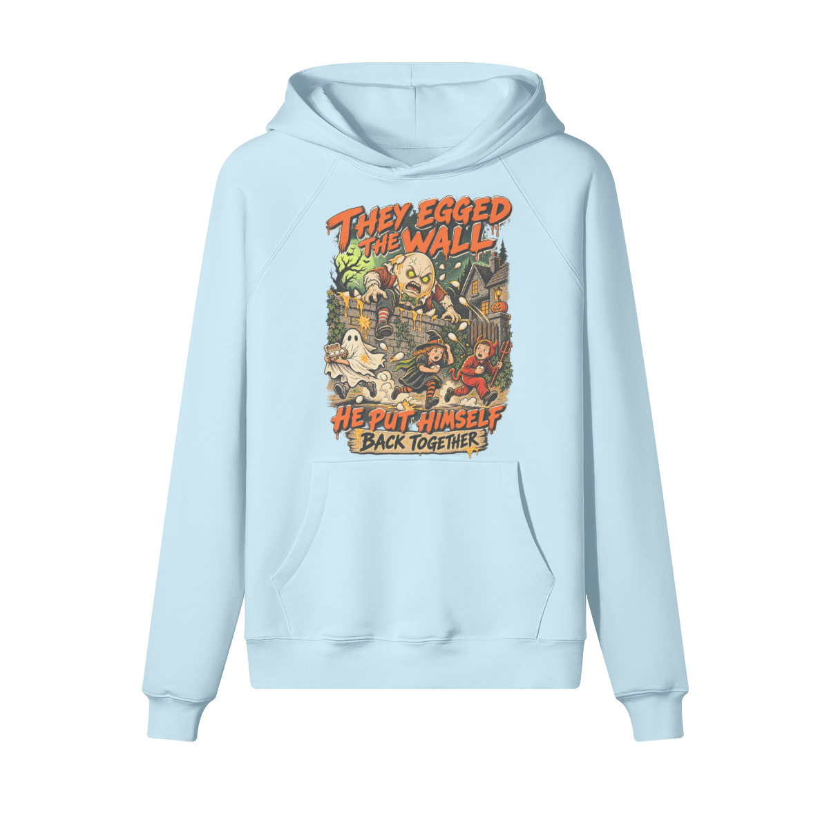 Humpty Dumpty Halloween Hoodie in heavy cotton fleece — view 6 | Staten Island Fits
