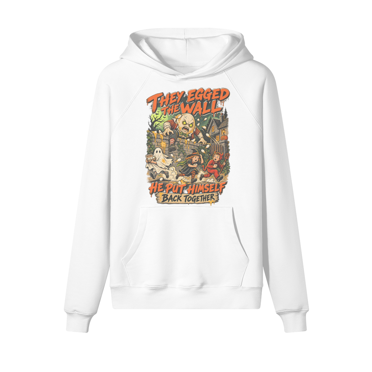 Humpty Dumpty Halloween Hoodie in heavy cotton fleece — view 9 | Staten Island Fits