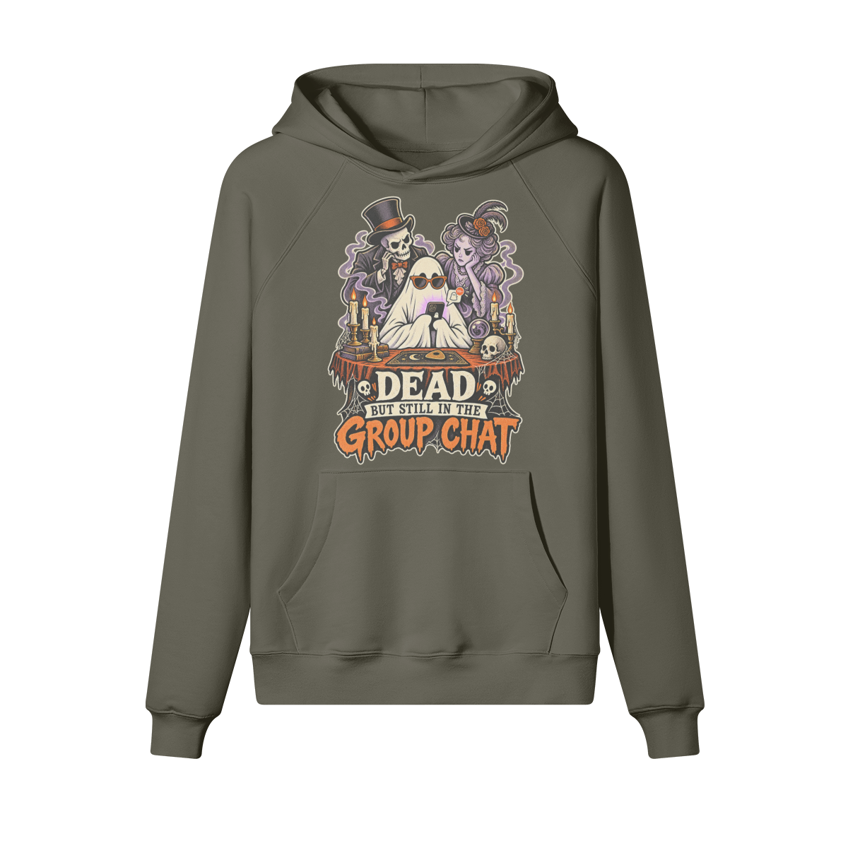 Group Chat Halloween Hoodie in heavy cotton fleece — view 4 | Staten Island Fits