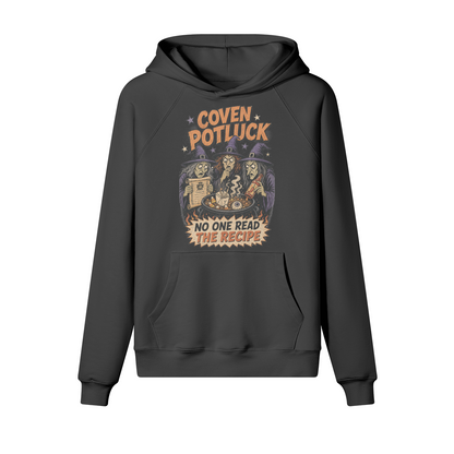 Coven Potluck Halloween Hoodie in heavy cotton fleece — view 2 | Staten Island Fits