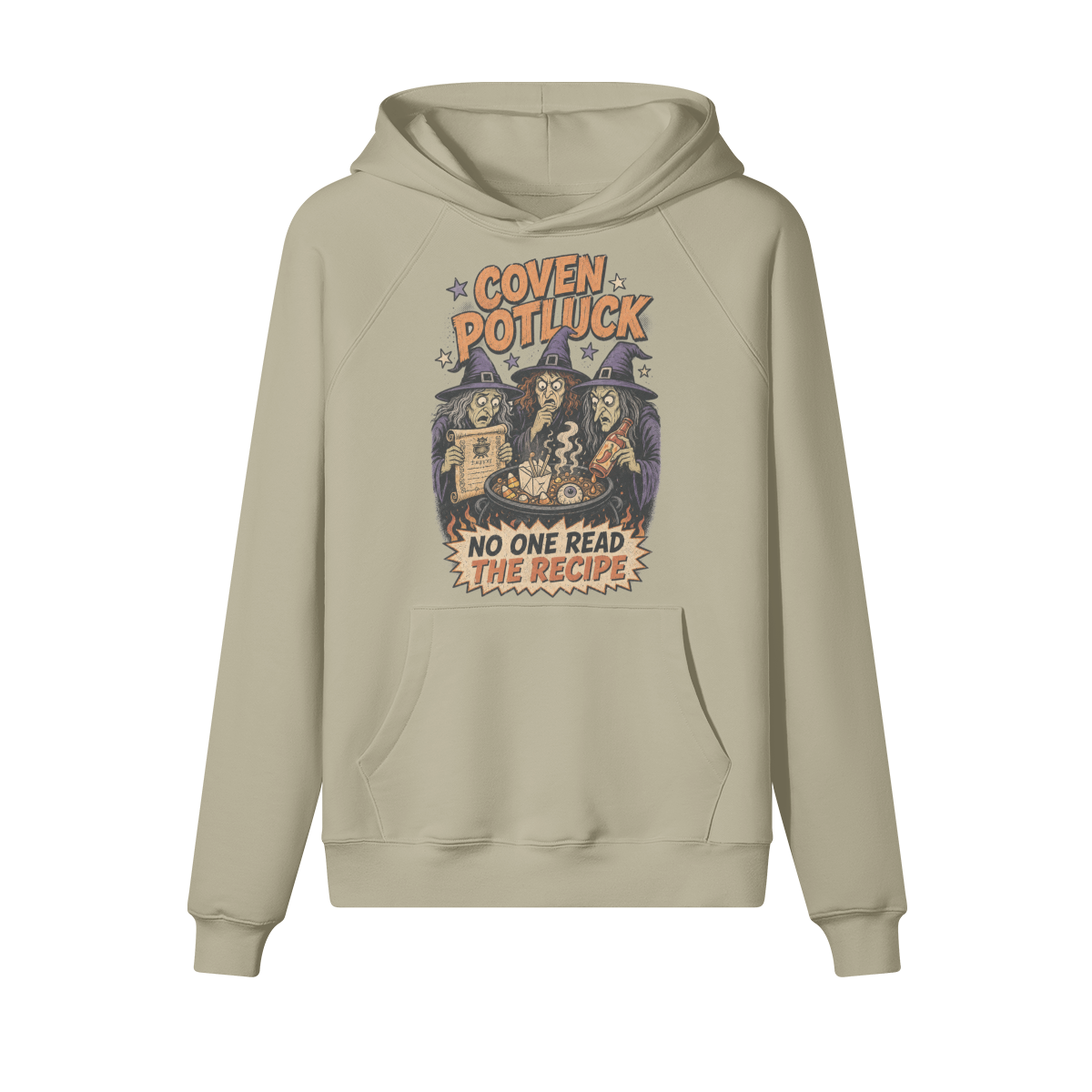 Coven Potluck Halloween Hoodie in heavy cotton fleece — view 5 | Staten Island Fits