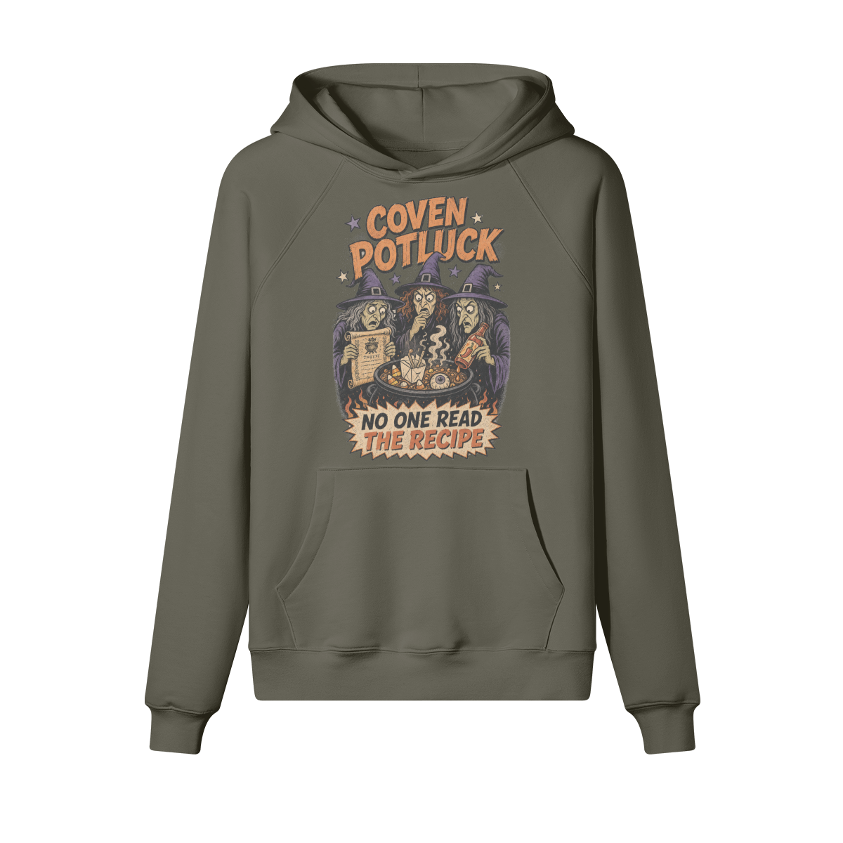Coven Potluck Halloween Hoodie in heavy cotton fleece — view 4 | Staten Island Fits