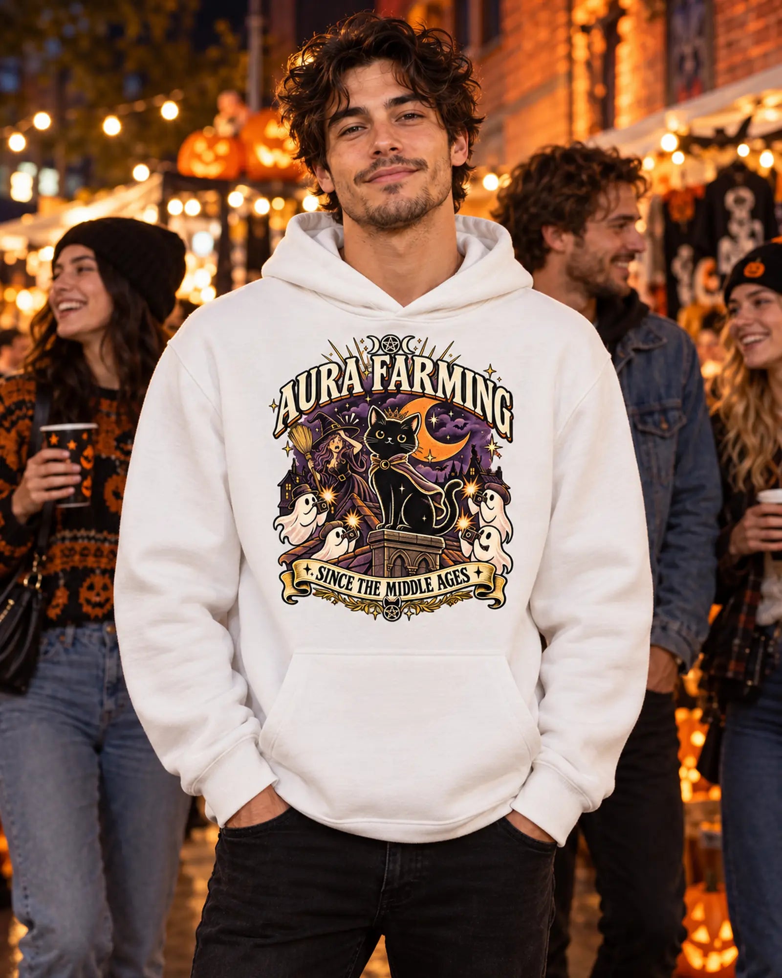Aura Farming Halloween Hoodie Halloween Graphic Hoodie On Model