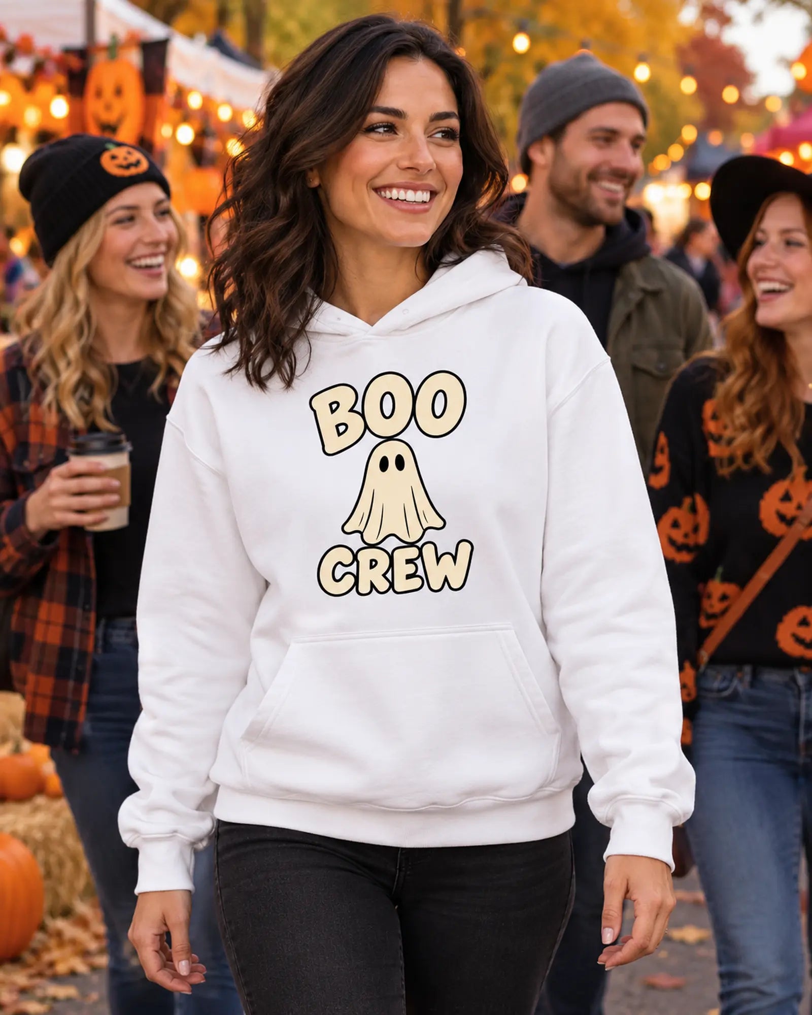 Boo Crew Halloween Hoodie Halloween Graphic Hoodie On Model
