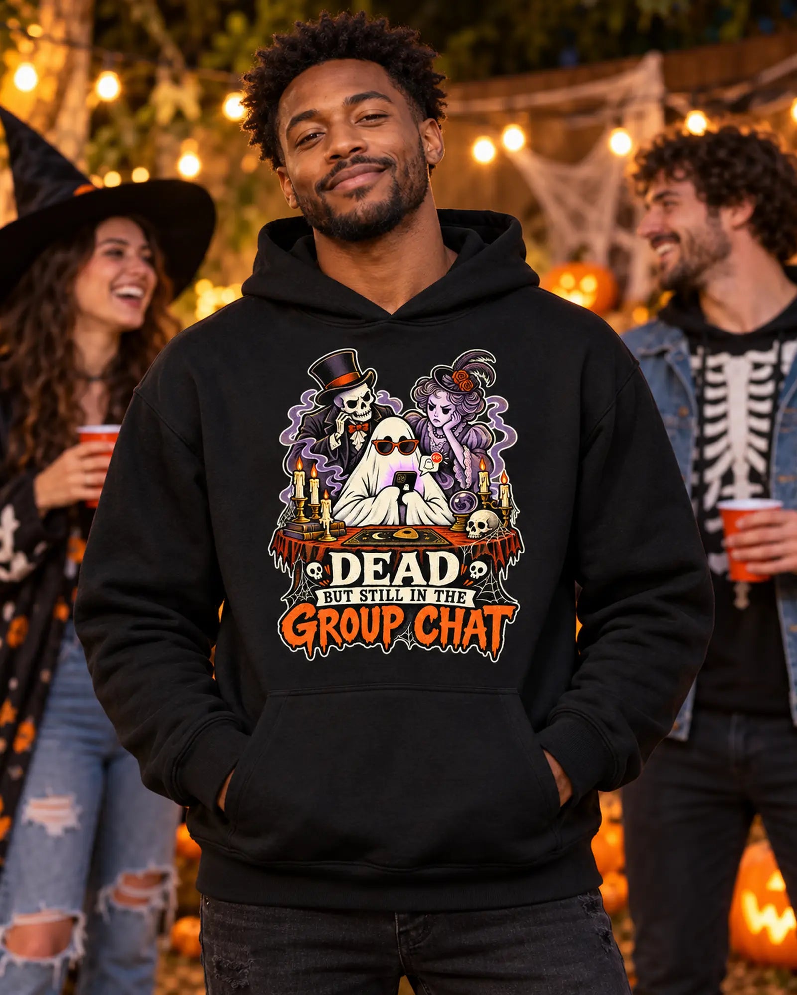 Group Chat Halloween Hoodie Halloween Graphic Hoodie On Model