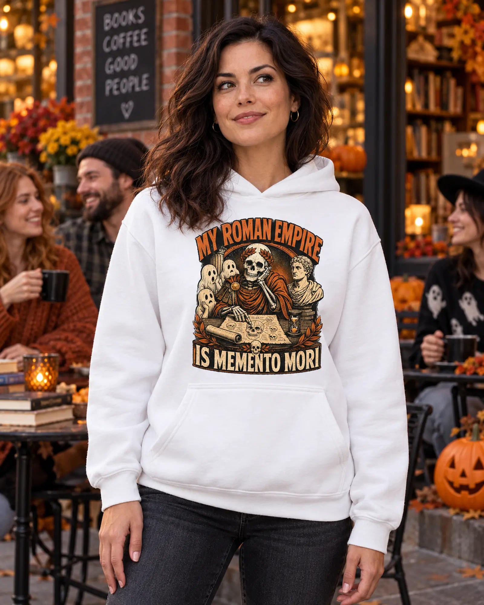 Memento Mori Halloween Hoodie Halloween Graphic Hoodie On Model