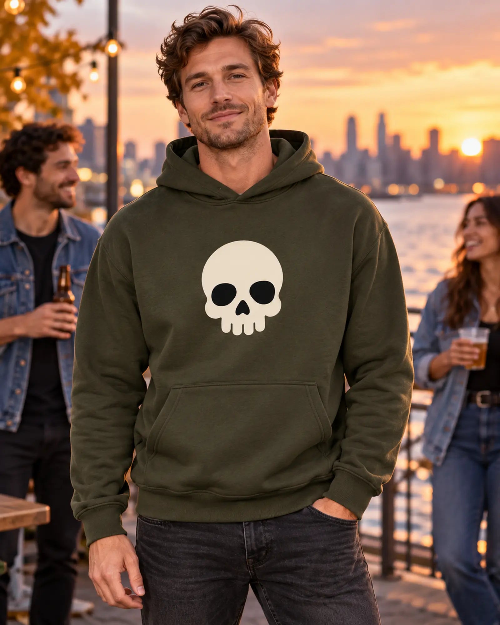 Simple Skull Halloween Hoodie Halloween Graphic Hoodie On Model